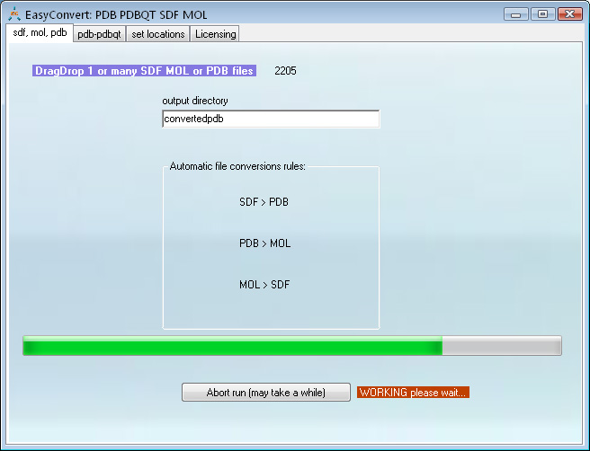 SDF MOL PDB PDBQT file conversion utility